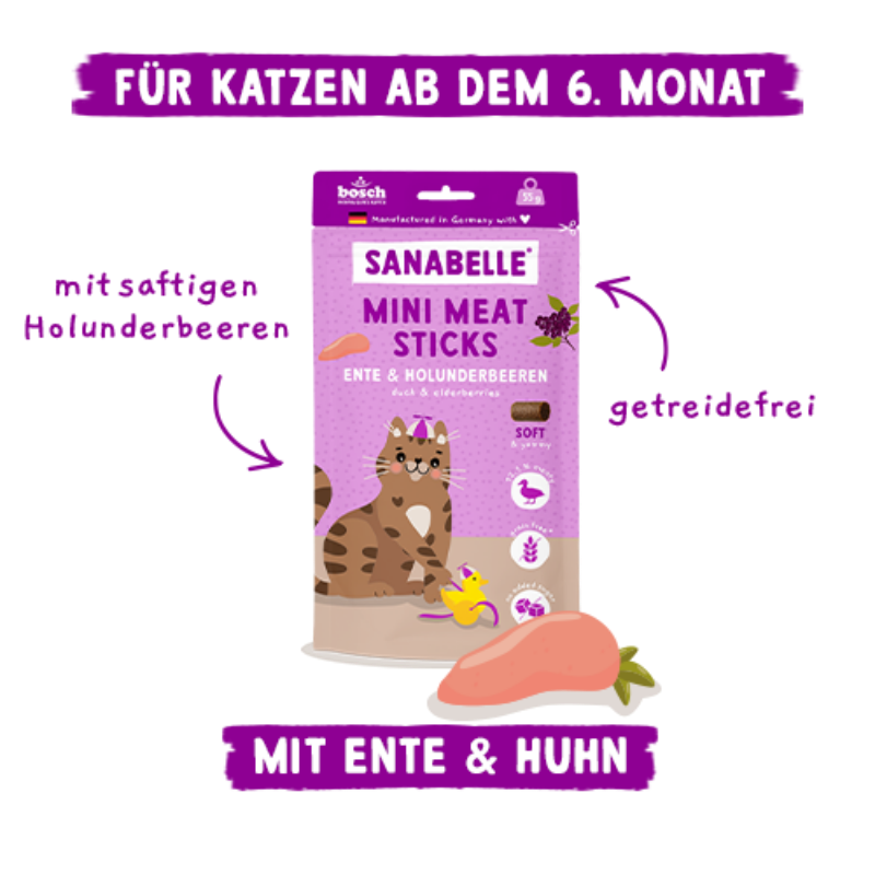 SANABELLE MINI MEAT STICKS kabanosy dla kota z kaczką - obrazek 3